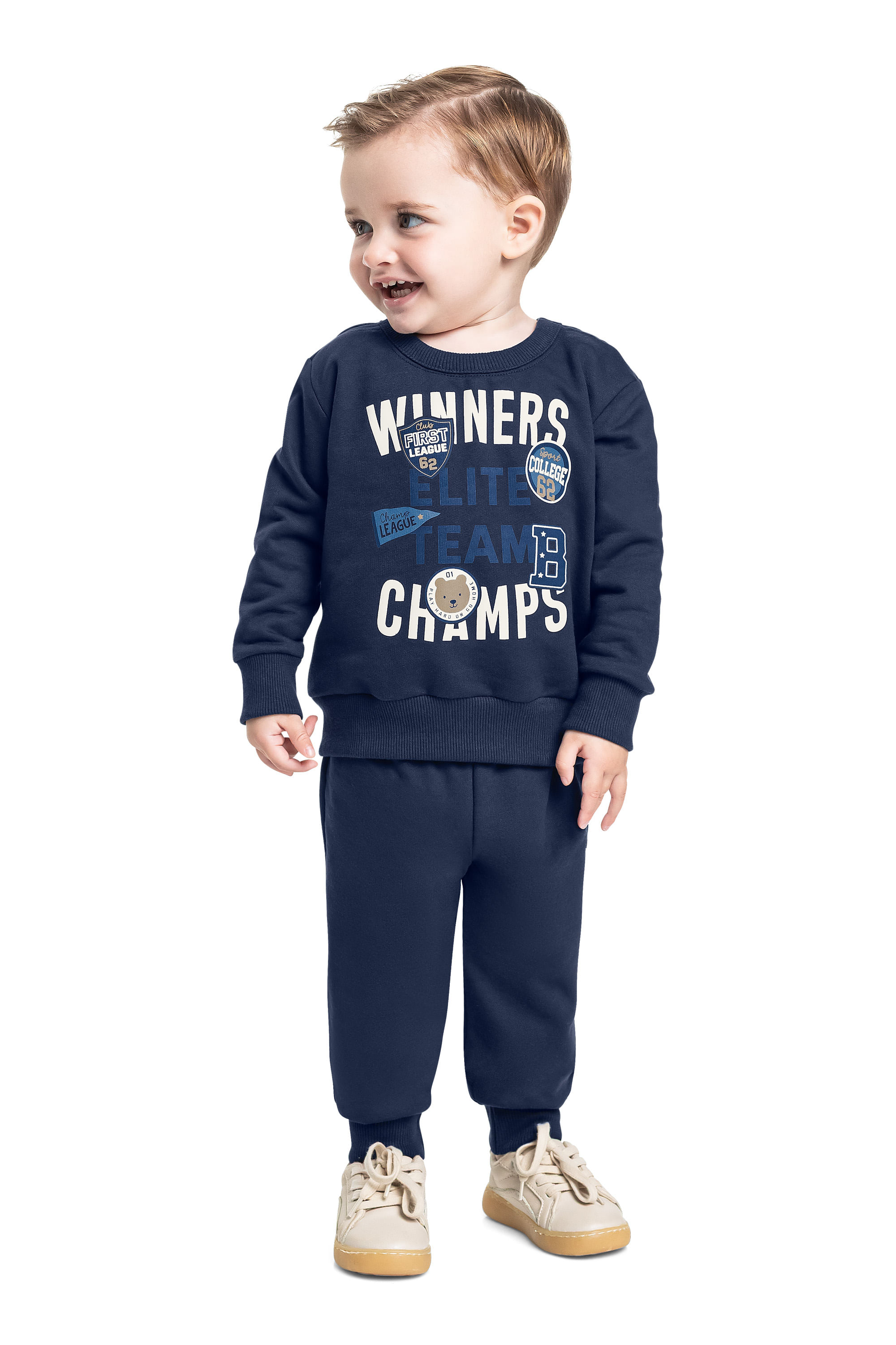 Conjunto Infantil Elite Team com Blusão e Calça em Moletom (Azul) Bee Loop