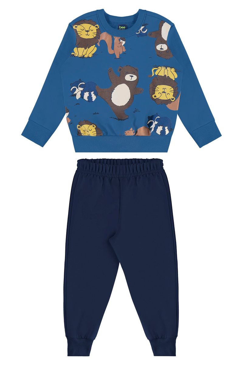 Conjunto Peludinhos para Menino com Blusão e Calça (Azul) Bee Loop