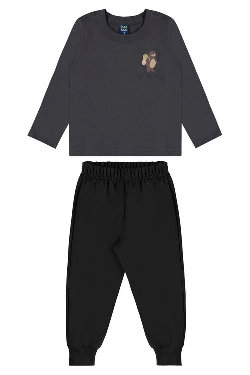 Conjunto Infantil Mountain Bear com Camiseta e Calça (Cinza) Bee Loop