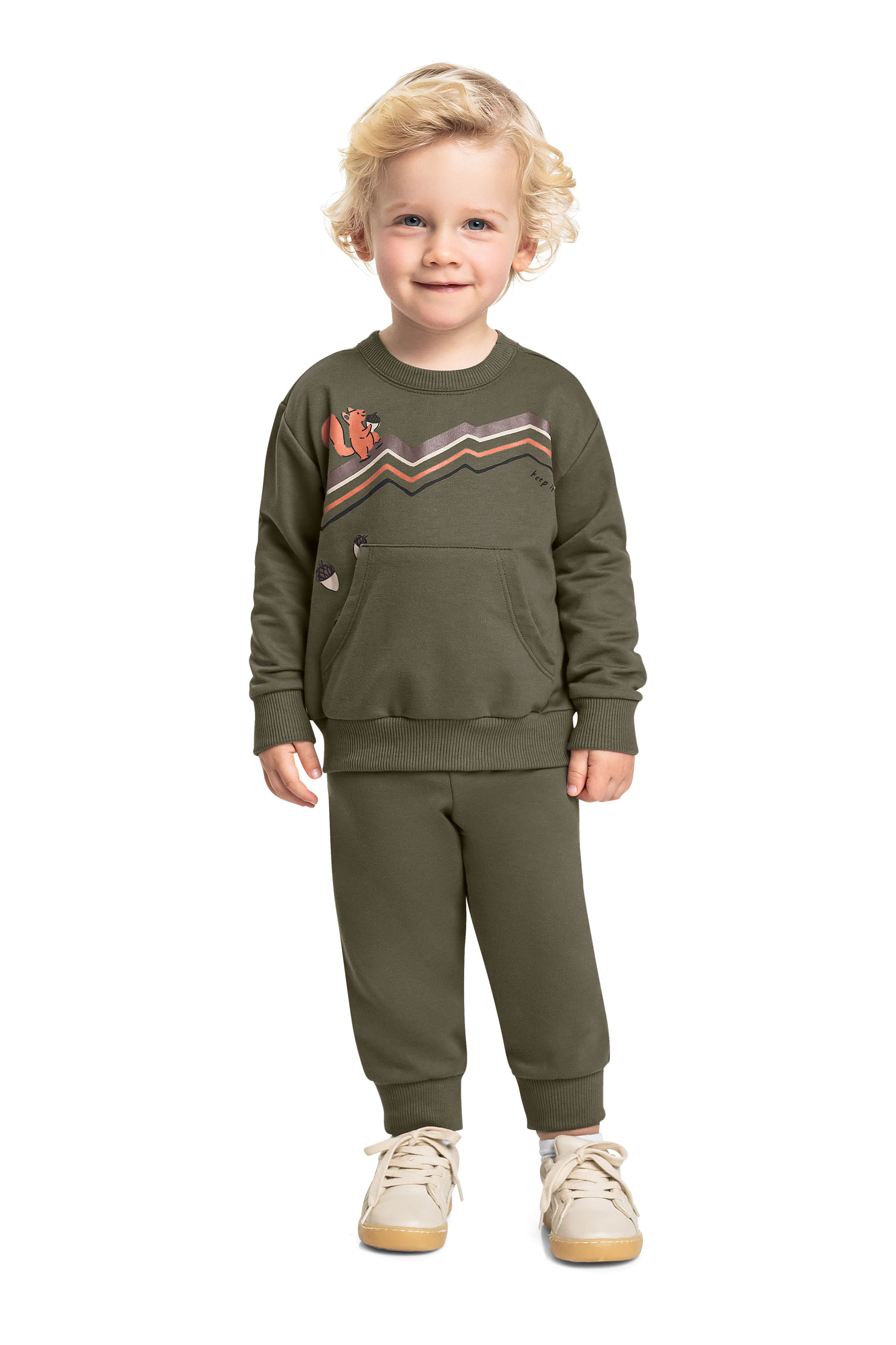 Conjunto Infantil Keep It Simple com Blusão e Calça (Verde) Bee Loop