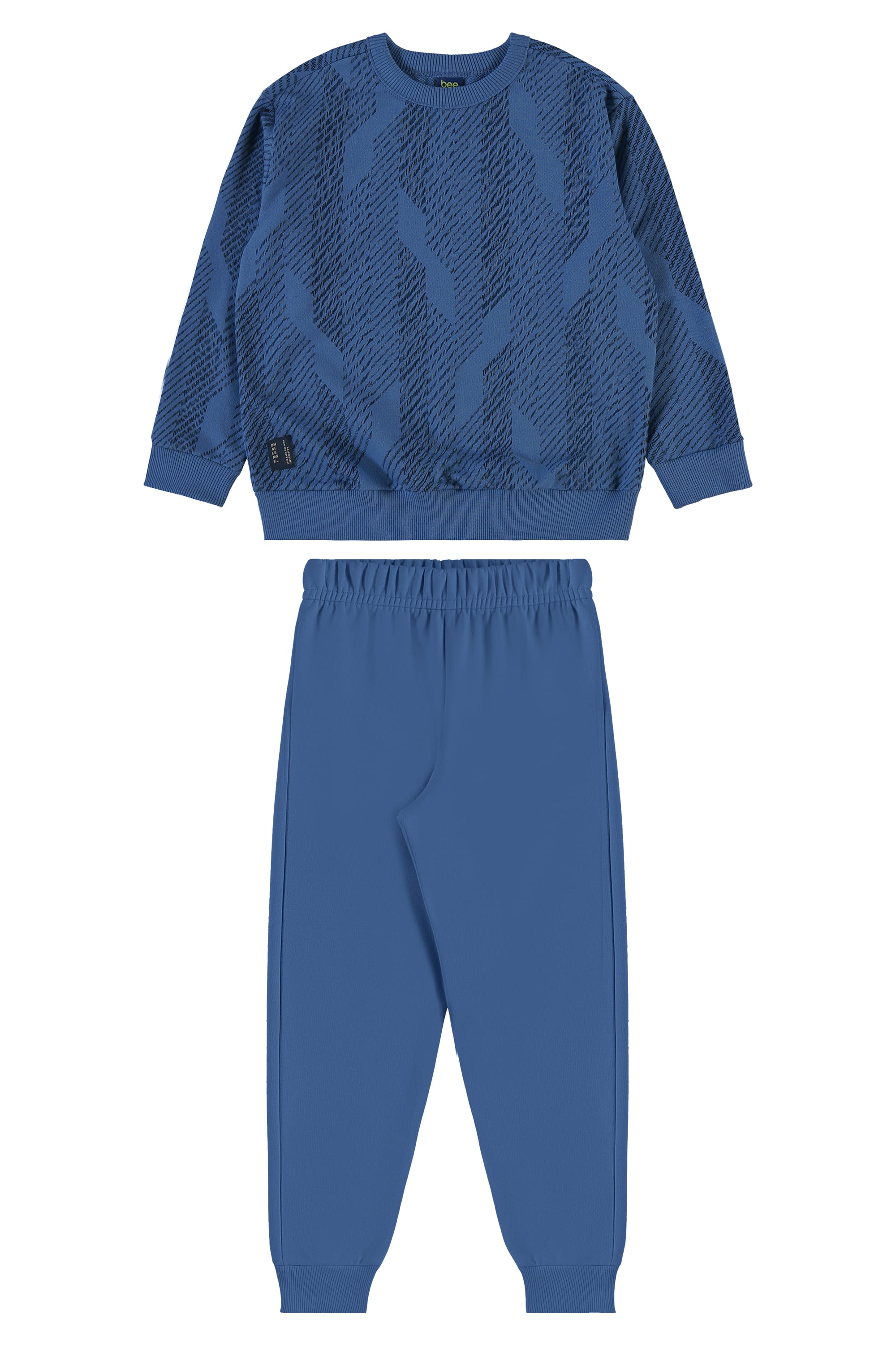 Conjunto Menino com Blusão Listrado e Calça em Moletom (Azul) Bee Loop