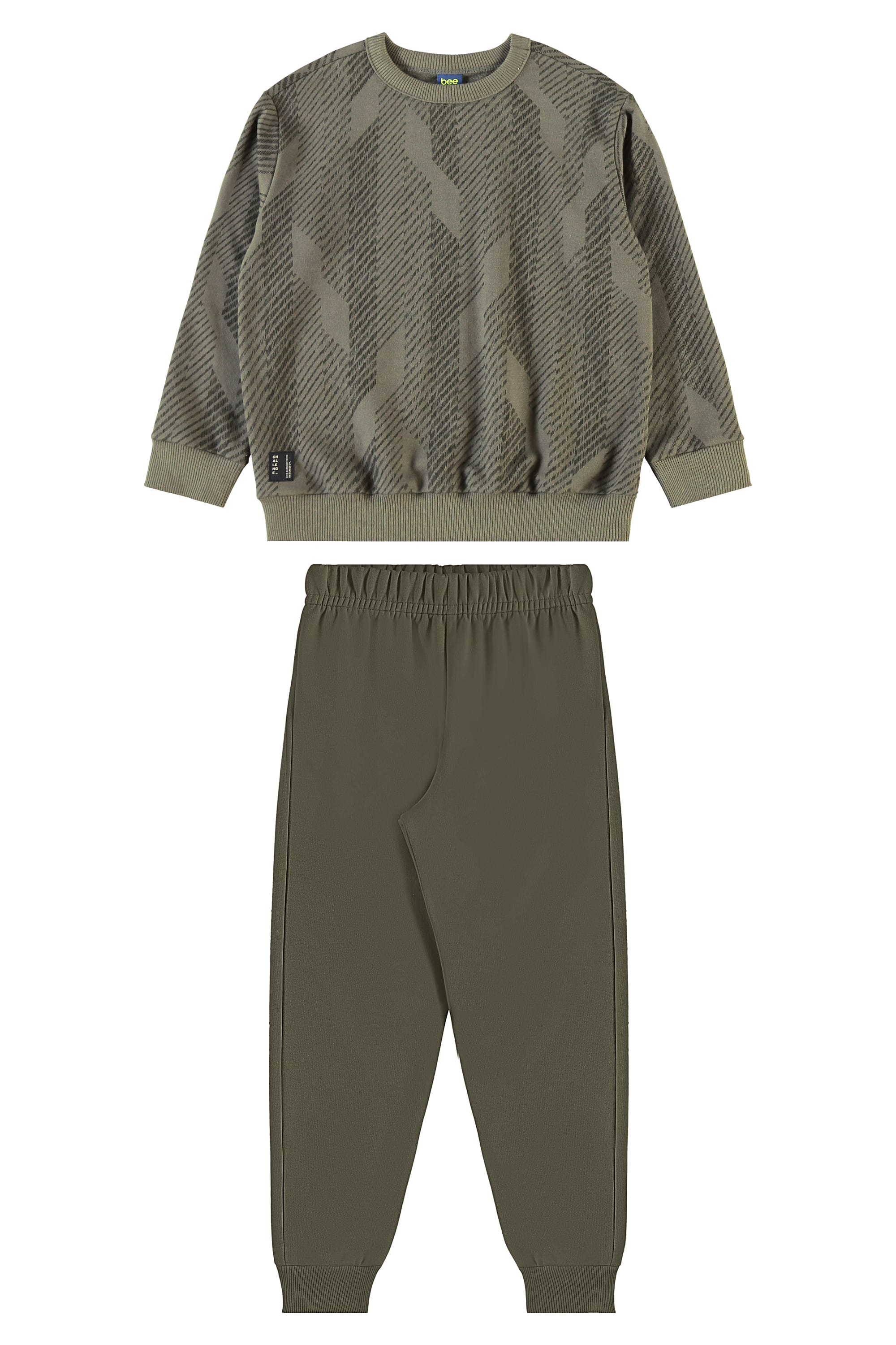 Conjunto Menino com Blusão Listrado e Calça em Moletom (Verde) Bee Loop