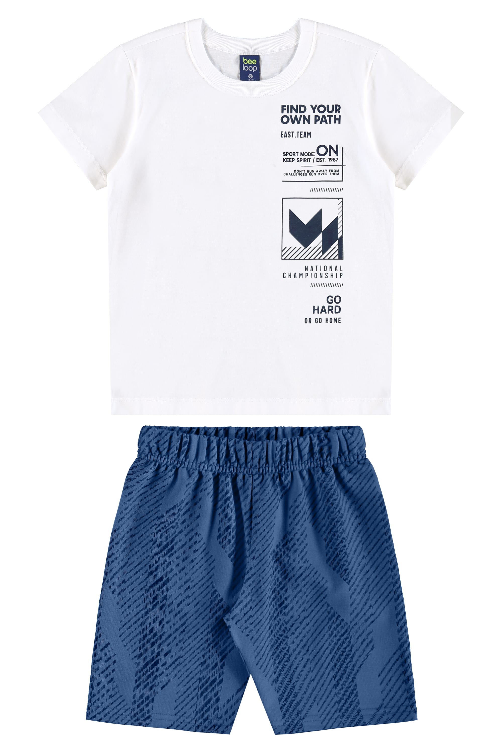 Conjunto Own Your Path Infantil com Camiseta e Bermuda (Branco) Bee Loop