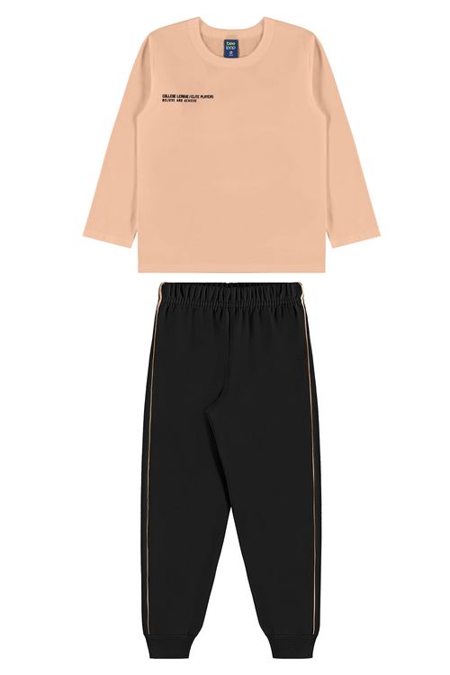 Conjunto Camiseta Champions League e Calça Infantil (Marrom) Bee Loop