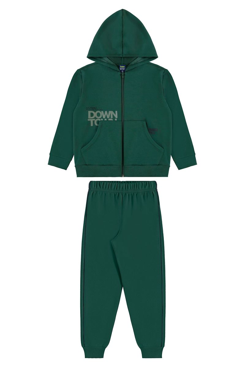 Conjunto Infantil Jaqueta Downtown e Calça em Moletom (Verde) Bee Loop