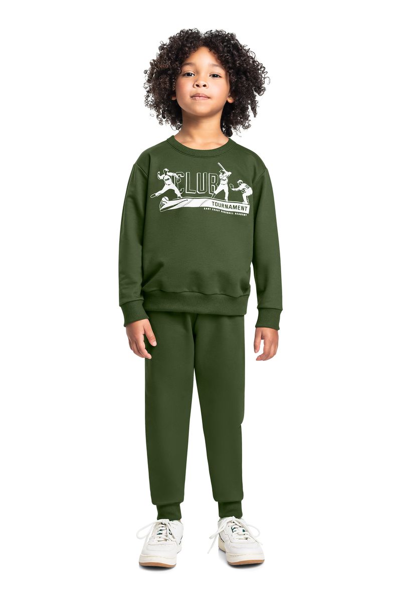 Conjunto Blusão Club Classic e Calça Infantil em Moletom (Verde) Bee Loop