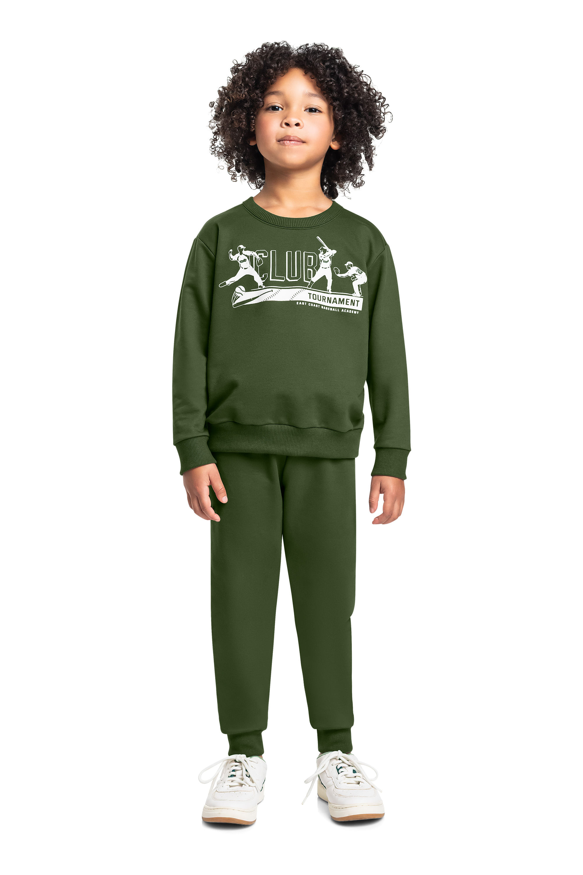 Conjunto Blusão Club Classic e Calça Infantil em Moletom (Verde) Bee Loop
