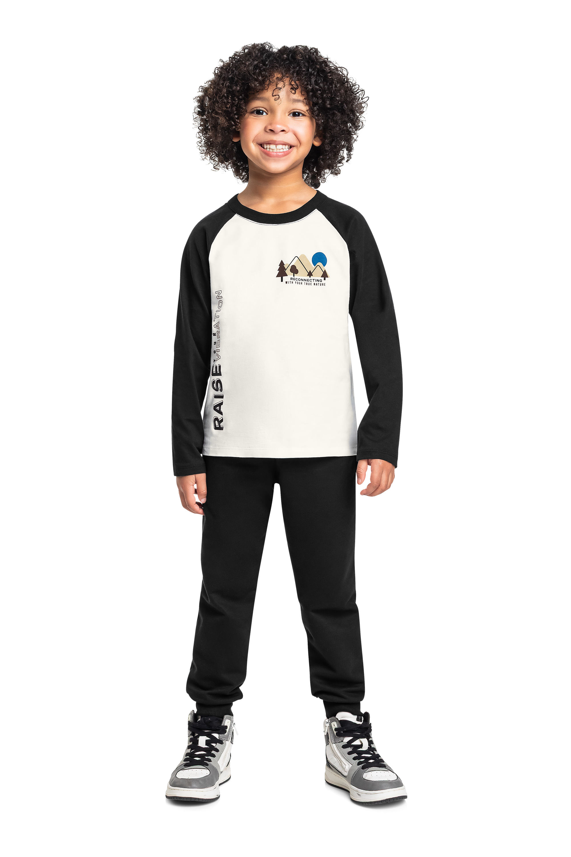 Conjunto Infantil Scout com Camiseta e Calça (Off White) Bee Loop
