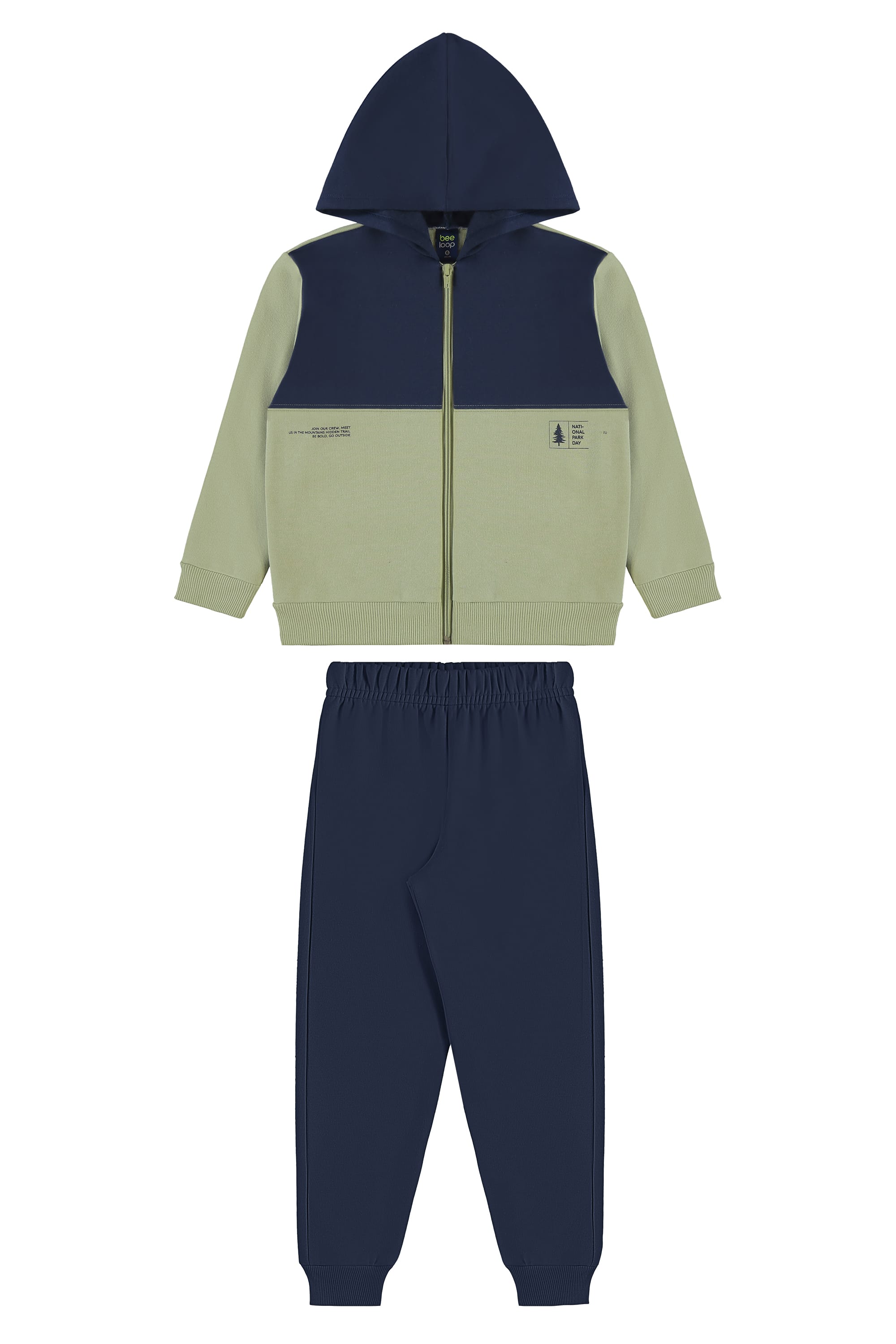 Conjunto para Menino com Jaqueta e Calça em Moletom (Azul) Bee Loop