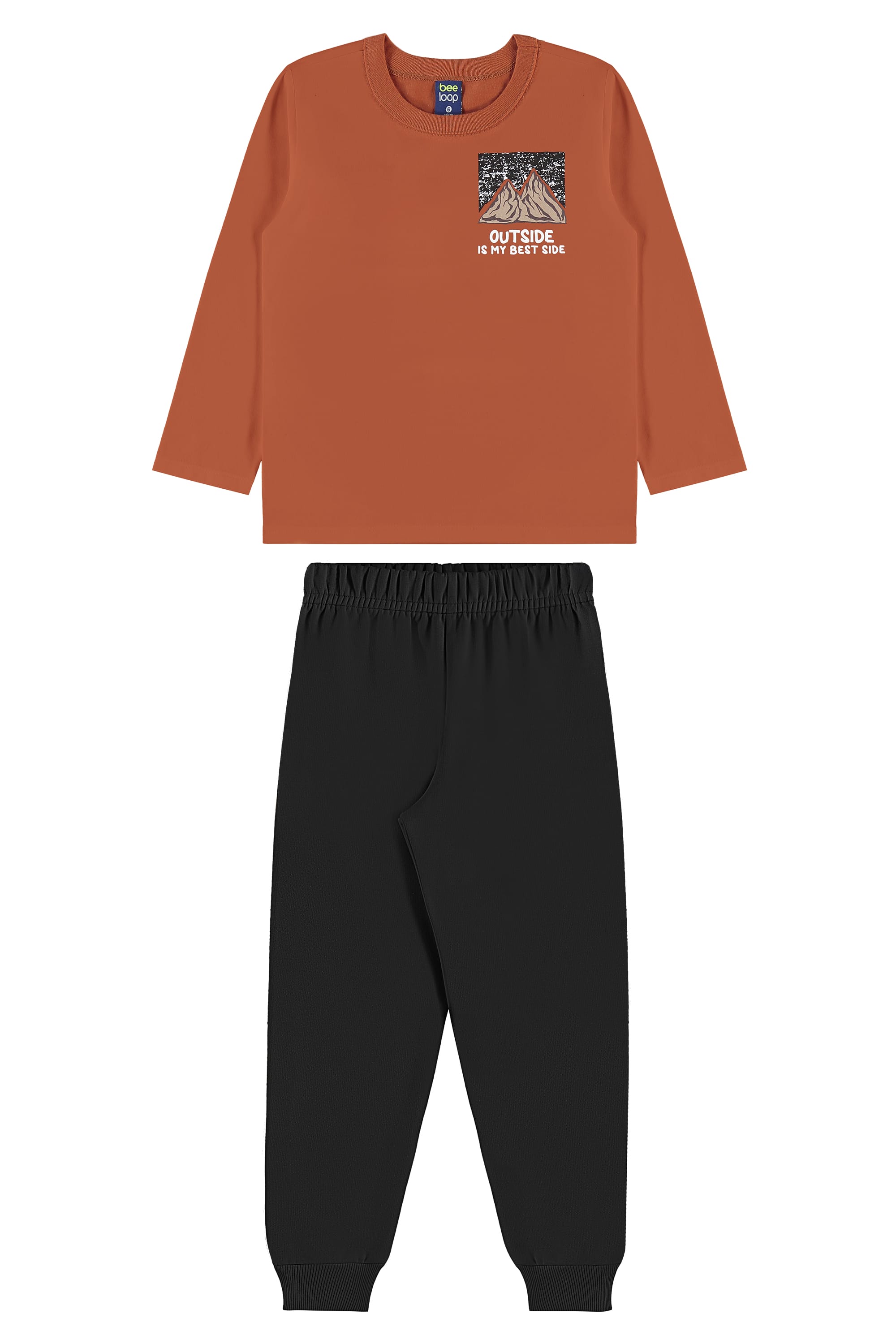 Conjunto Outside Infantil com Camiseta e Calça (Marrom) Bee Loop