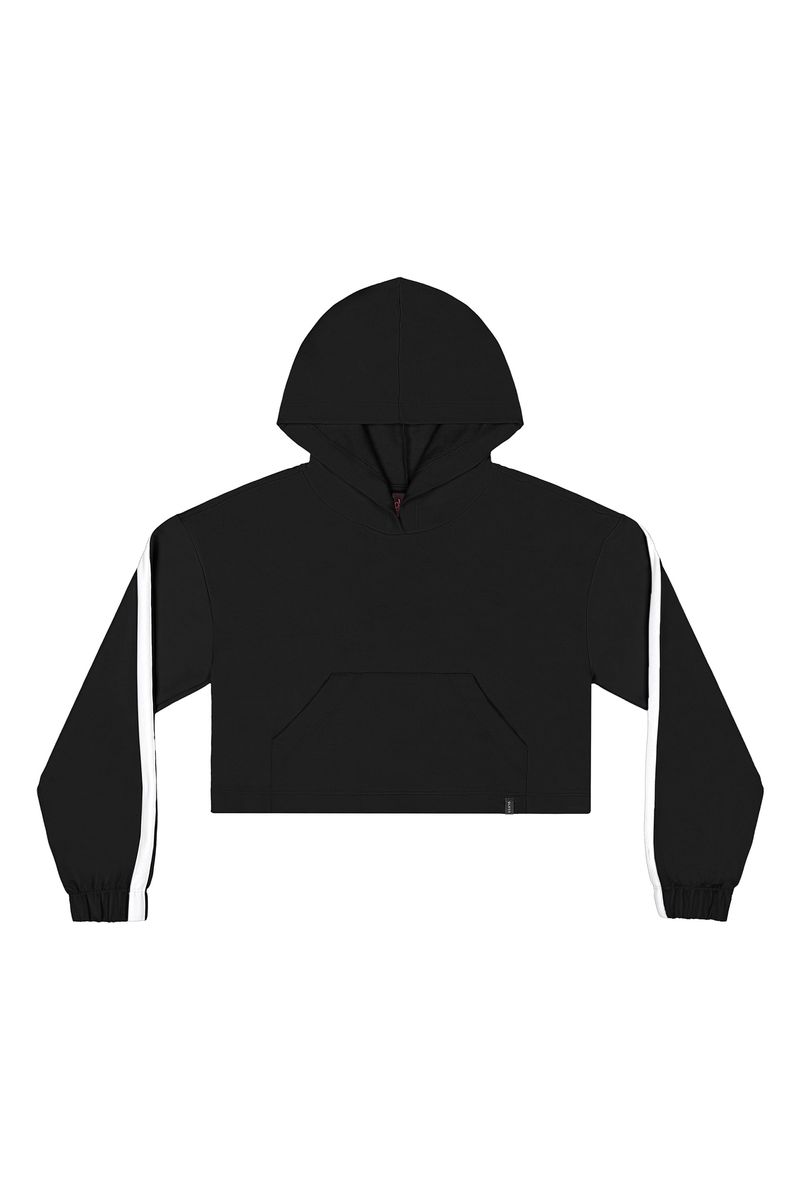 Blusão Juvenil Feminino em Moletom (Preto) Gloss
