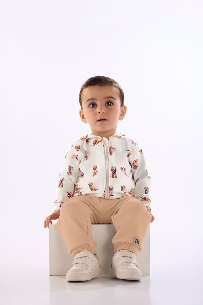 Conjunto para Bebê Menino com Jaqueta e Calça (Off White) Quimby