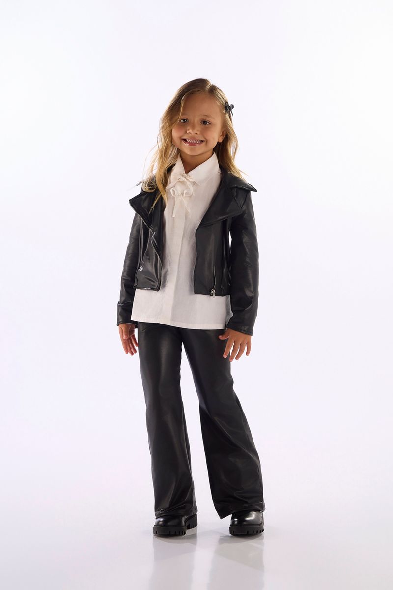 Jaqueta Infantil Feminina em Cirrê (Preto) Quimby