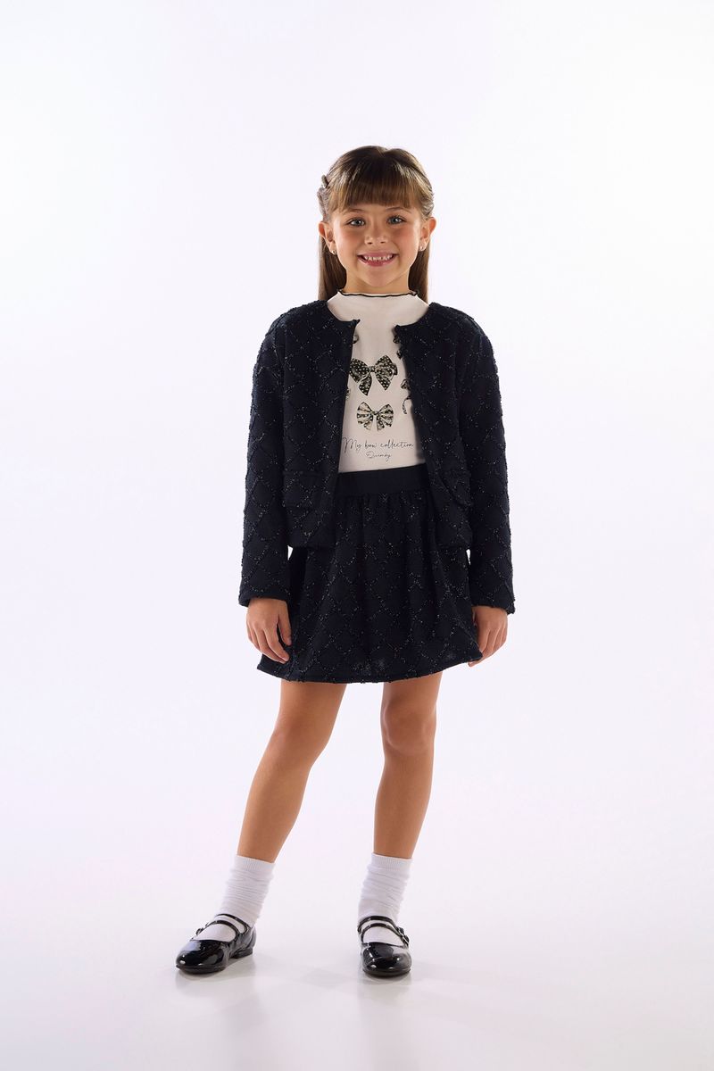 Jaqueta Infantil em Malha Texturizada (Preto) Quimby