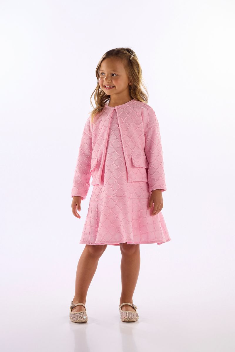Jaqueta Infantil em Malha Texturizada (Rosa) Quimby