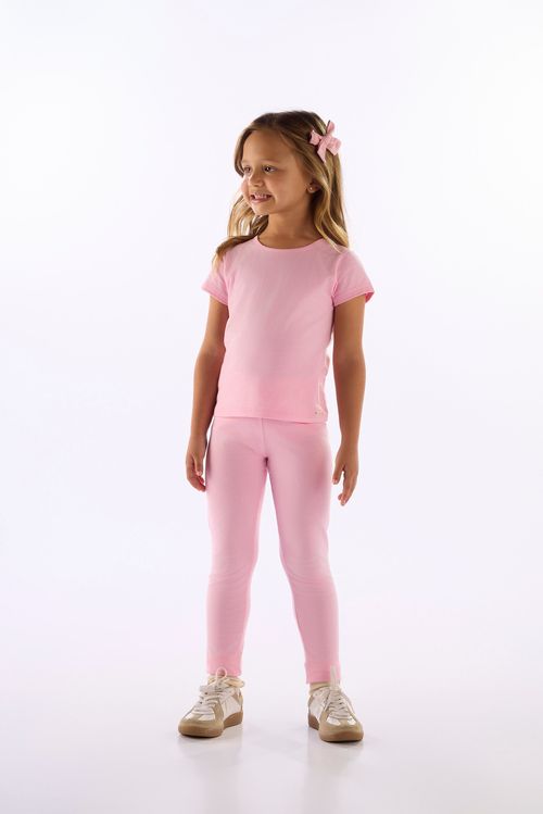Calça Legging Básica Infantil em Cotton (Rosa) Quimby