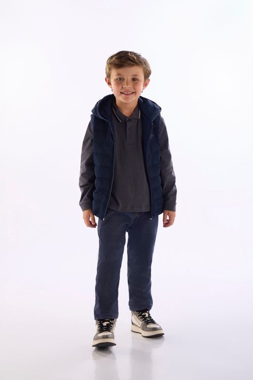 Colete para Menino em Poliéster Forrado (Azul Marinho) Quimby