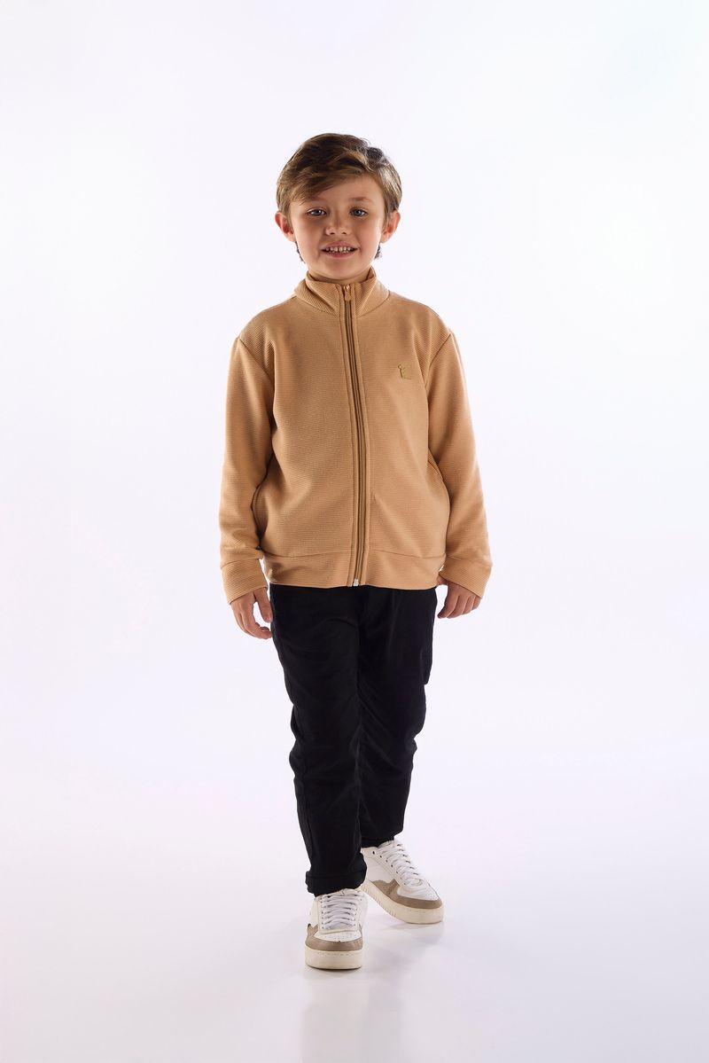 Jaqueta para Menino em Gorgurão Gola Alta (Bege) Quimby