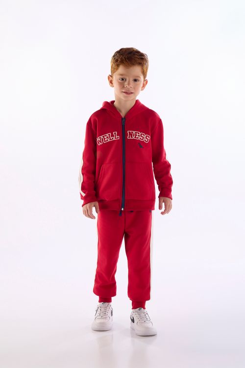 Conjunto para Menino com Jaqueta e Calça em Moletom (Vermelho) Quimby