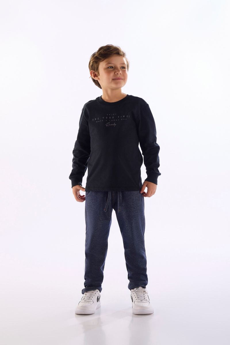 Camiseta Masculina Básica com Estampa 3D (Preto) Quimby