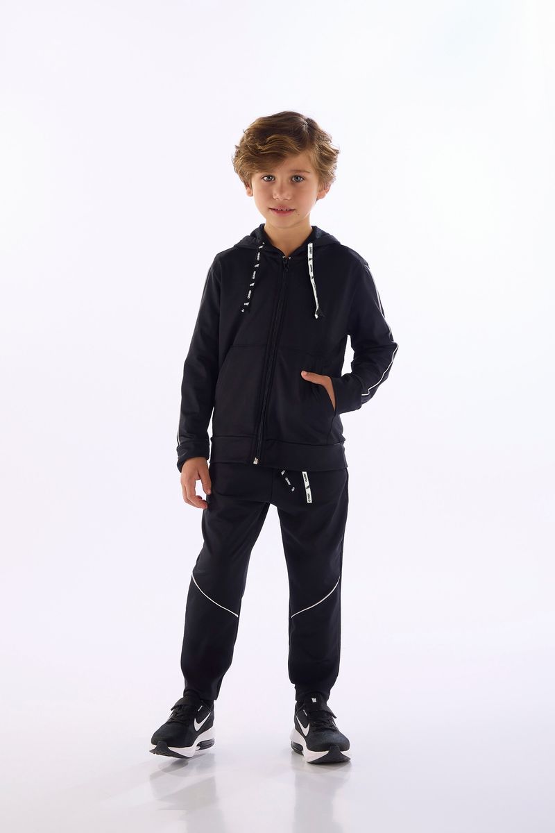 Jaqueta para Menino com Capuz e Zíper (Preto) Quimby