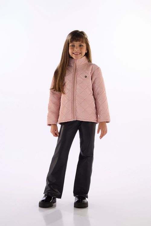 Jaqueta Menina Matelassê com Zíper (Rosa) Quimby