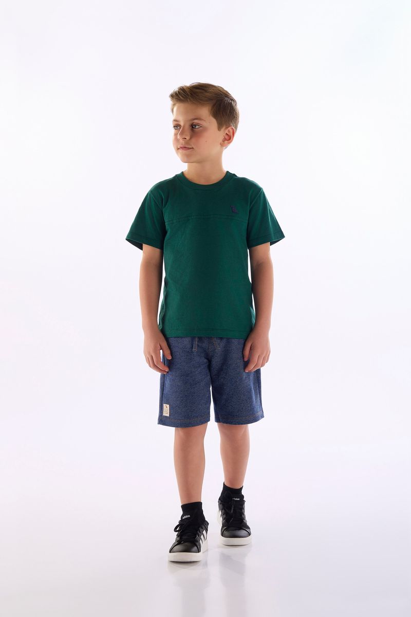 Conjunto para Menino com Camiseta e Bermuda (Verde) Quimby