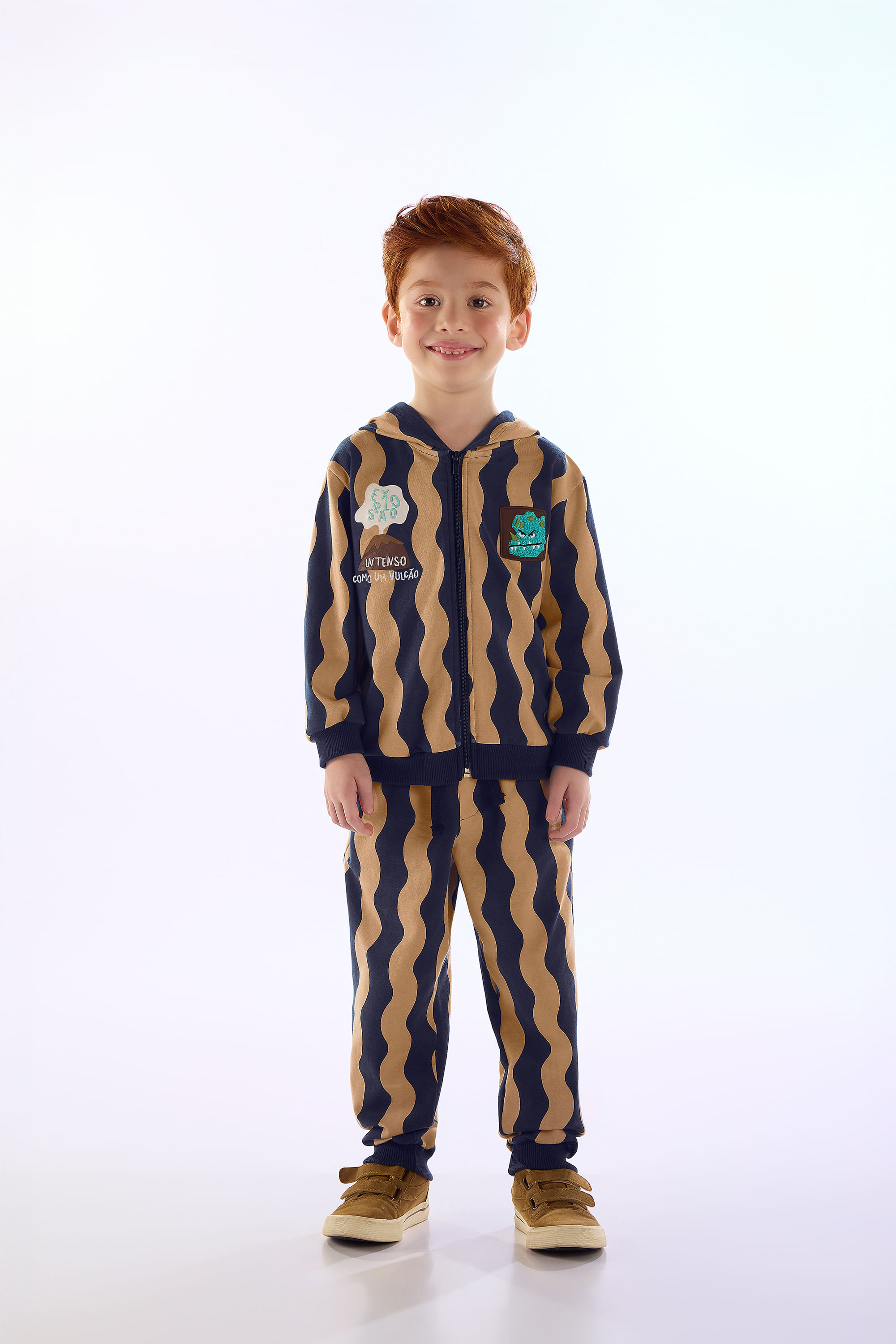 Conjunto Explosão Infantil Masculino com Jaqueta e Calça (Azul Marinho) Três e Já