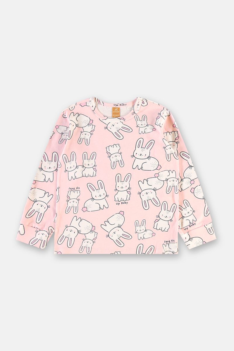 Pijama Unissex Infantil Estampado (Rosa Claro) Up Baby