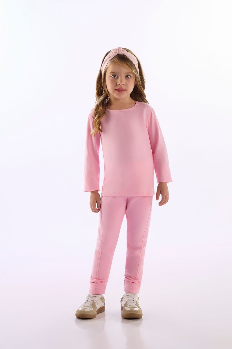 Calça Legging Infantil Menina Em Molecotton Com Recorte (Rosa) Up Baby