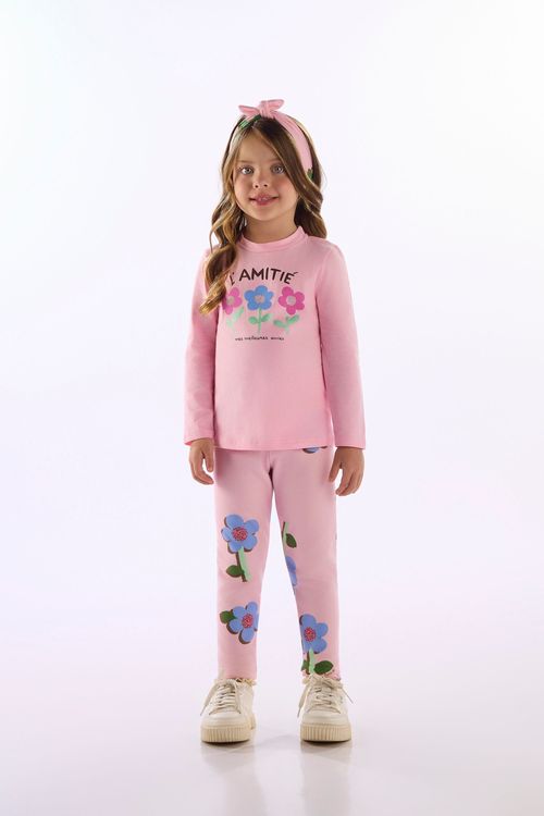Calça Legging Infantil Menina Em Malha Peluciada (Rosa) Up Baby