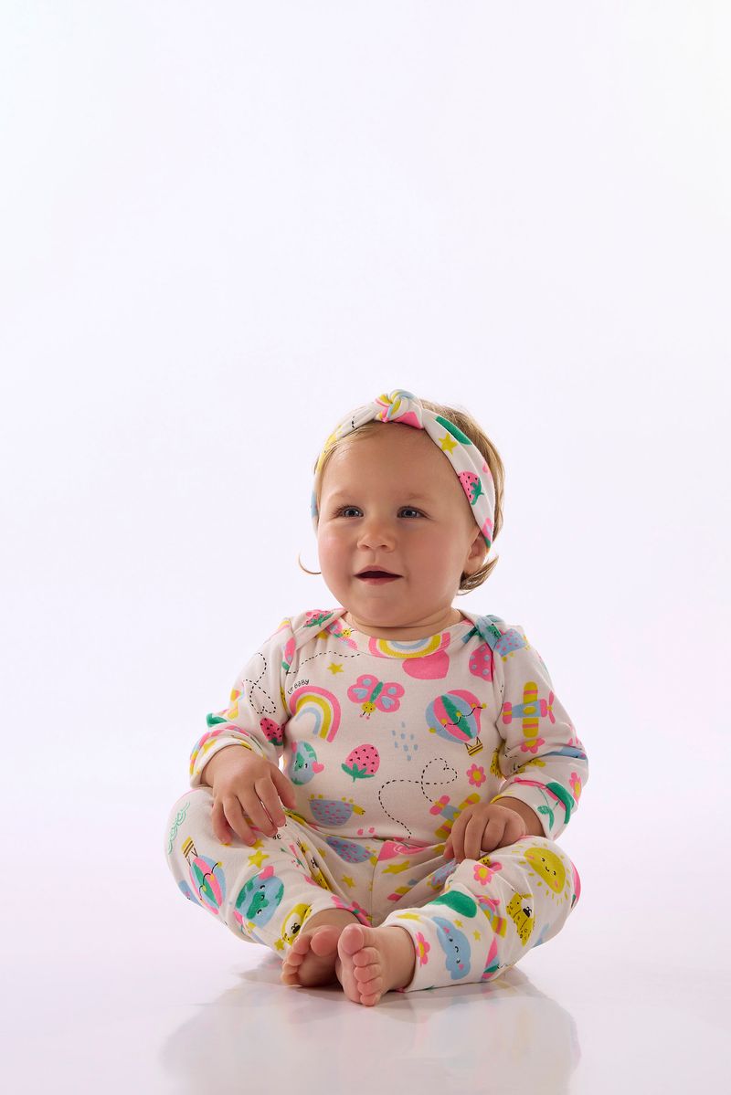 Calça Bebê Menina Em Suedine Com Pés Reversíveis (Multicolor ) Up Baby