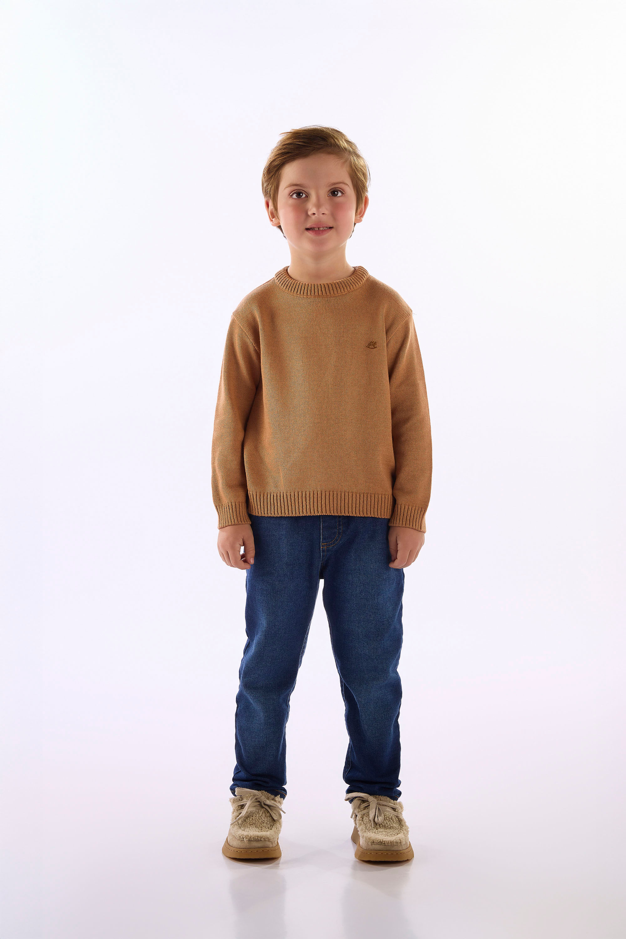 Blusão Infantil Para Menino Em Tricot (Bege) Up Baby