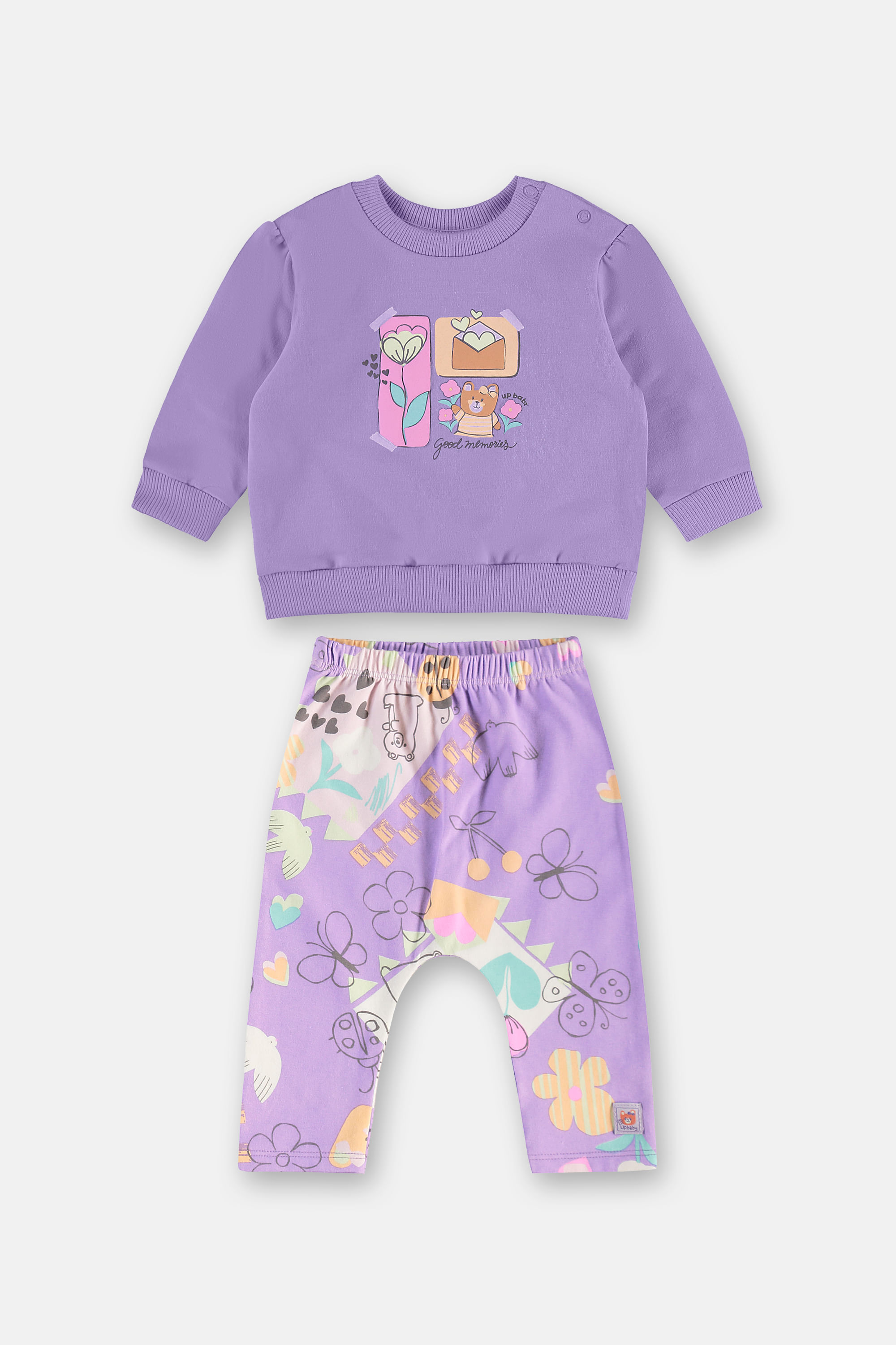 Conjunto para Bebê Menina Blusão e Calça Em Super Cotton (Roxo) Up Baby