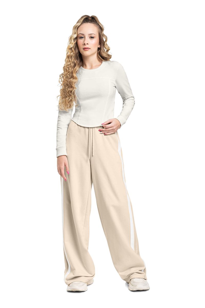 Blusa Cropped Manga Longa Juvenil em Molecotton (Off White) Gloss