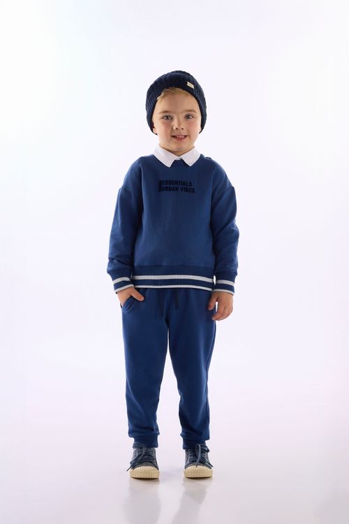 Conjunto Infantil Blusão E Calça Em Molecotton (Azul Marinho) Up Baby