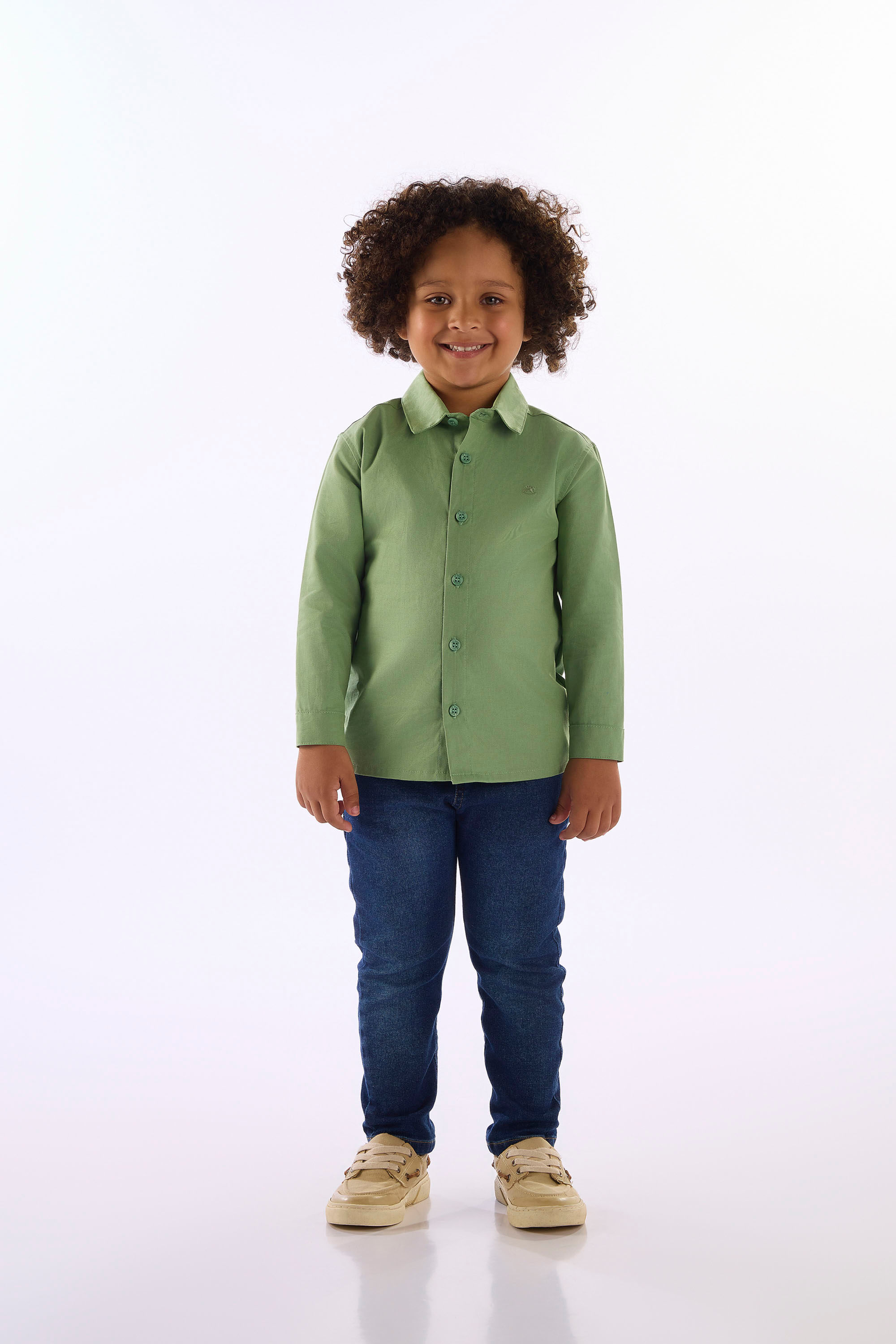 Camisa Infantil Clássica Em Algodão (Verde) Up Baby