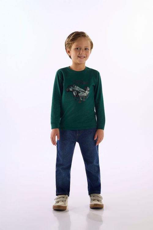 Camiseta Infantil Manga Longa Top Racer (Verde) Up Baby