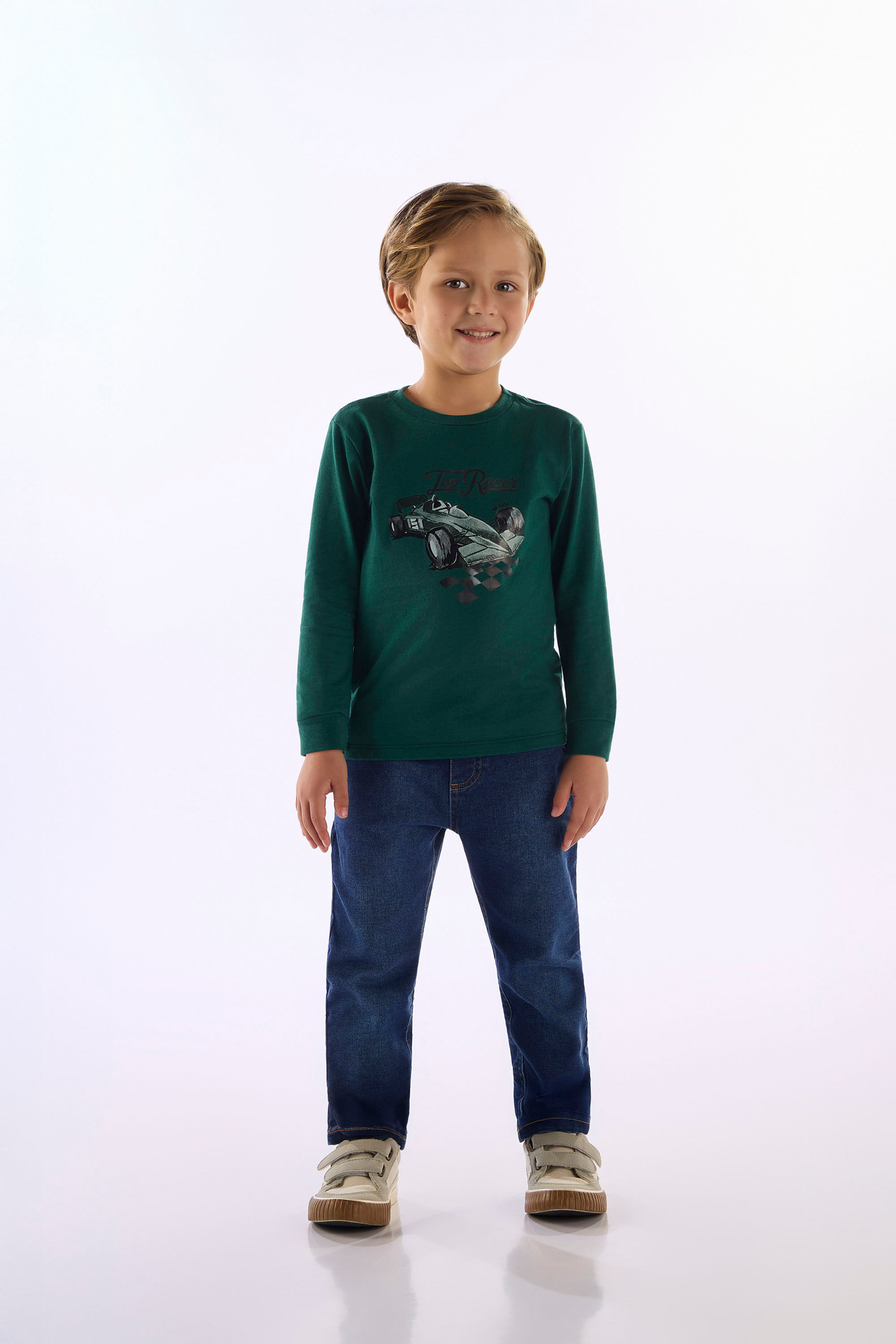 Camiseta Infantil Manga Longa Top Racer (Verde) Up Baby