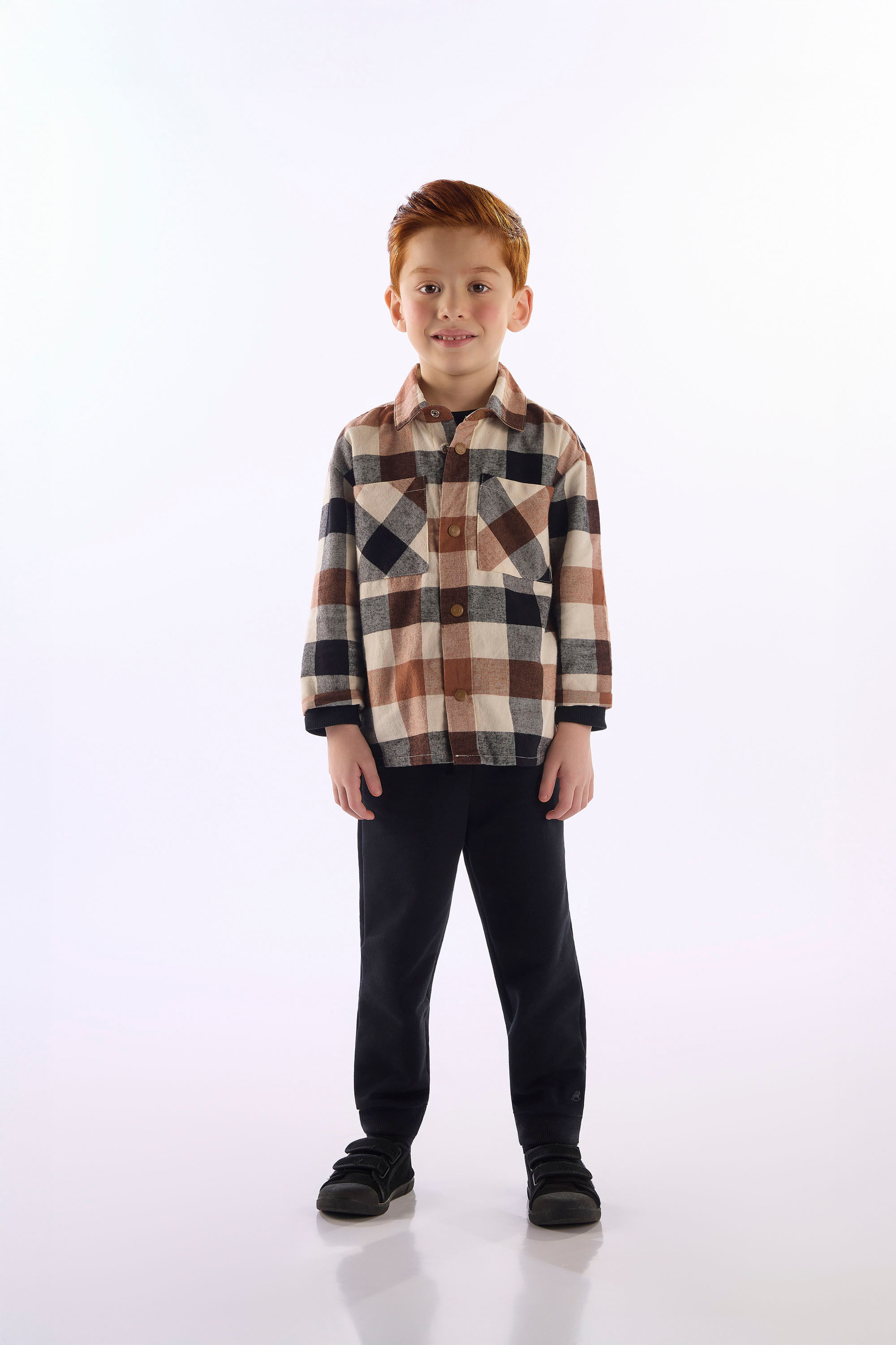 Jaqueta Infantil Em Tecido Flanelado Xadrez (Marrom) Up Baby
