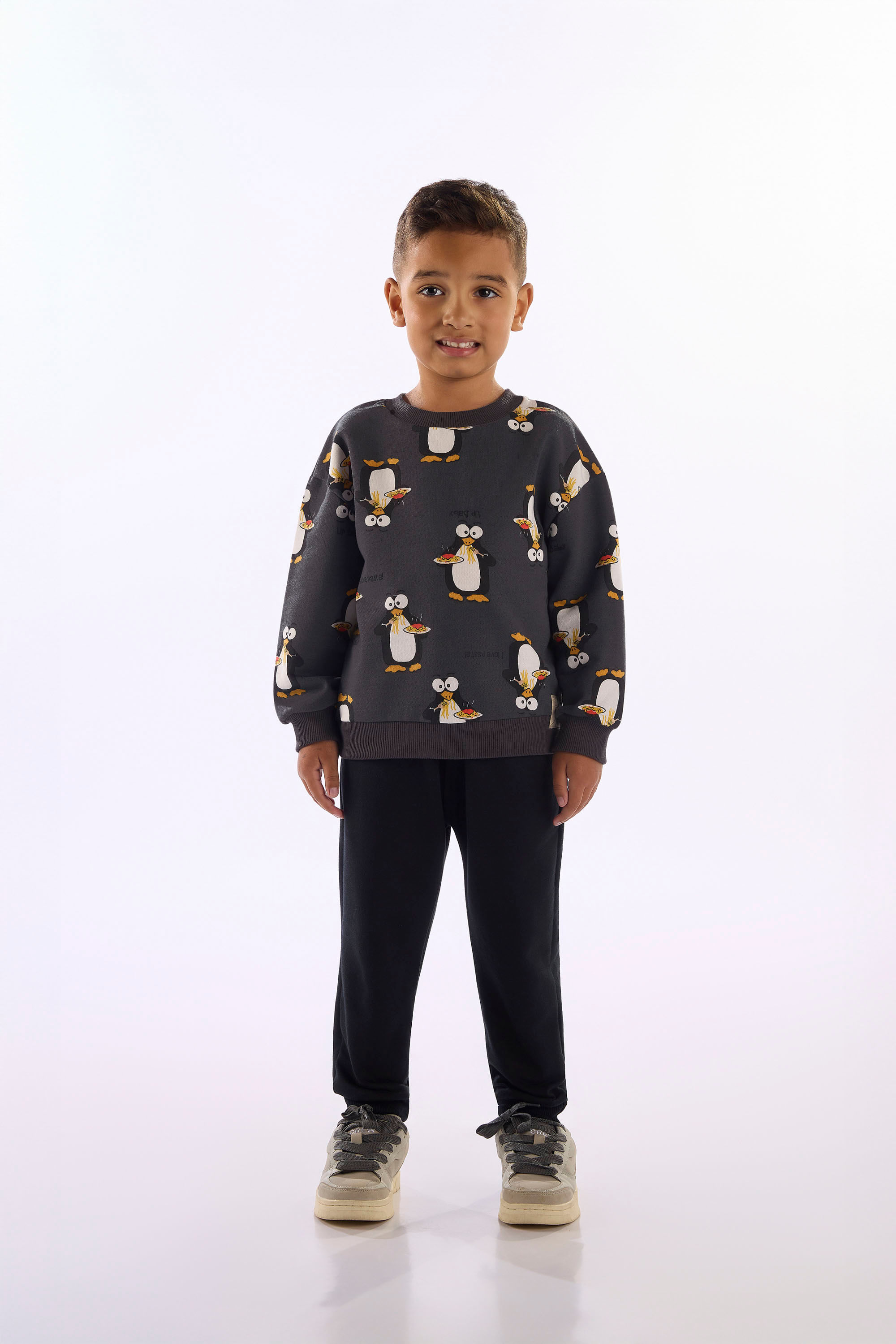 Conjunto Infantil Em Moletom Pinguim (Azul Marinho) Up Baby