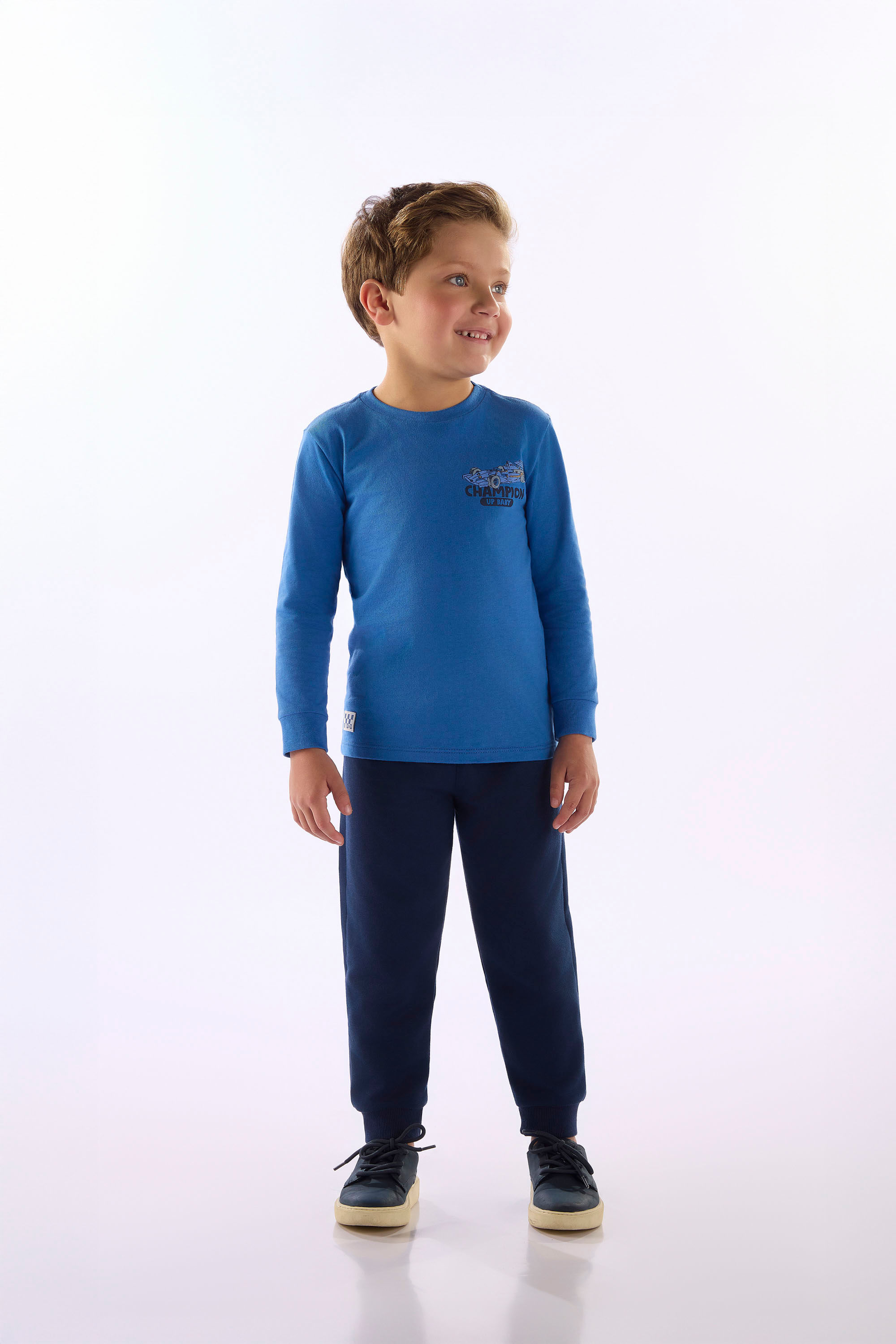 Conjunto Infantil Masculino Winner Com Camiseta E Calça (Azul) Up Baby