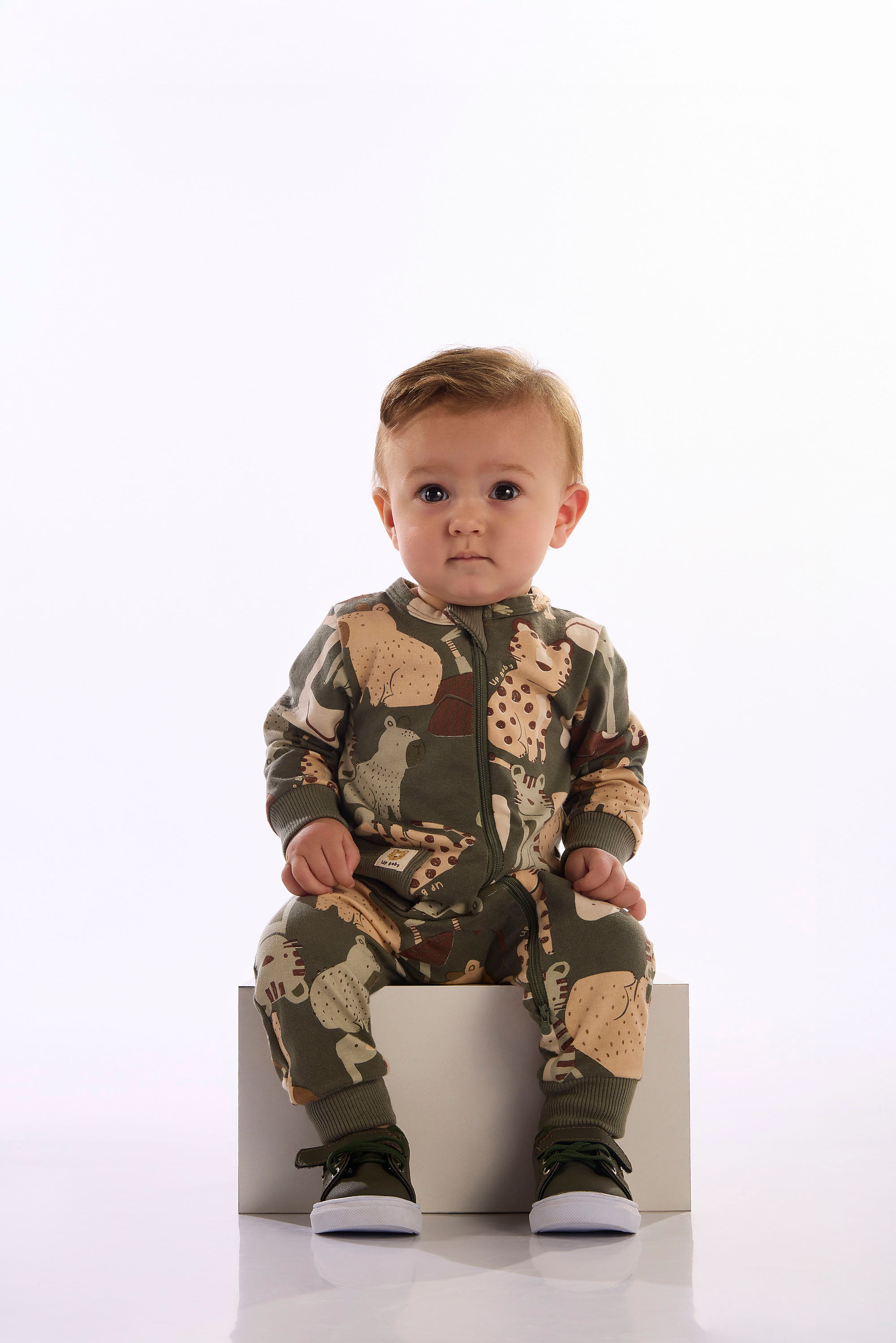 Macacão Bebê Saruel Em Super Cotton Felpado (Verde) Up Baby