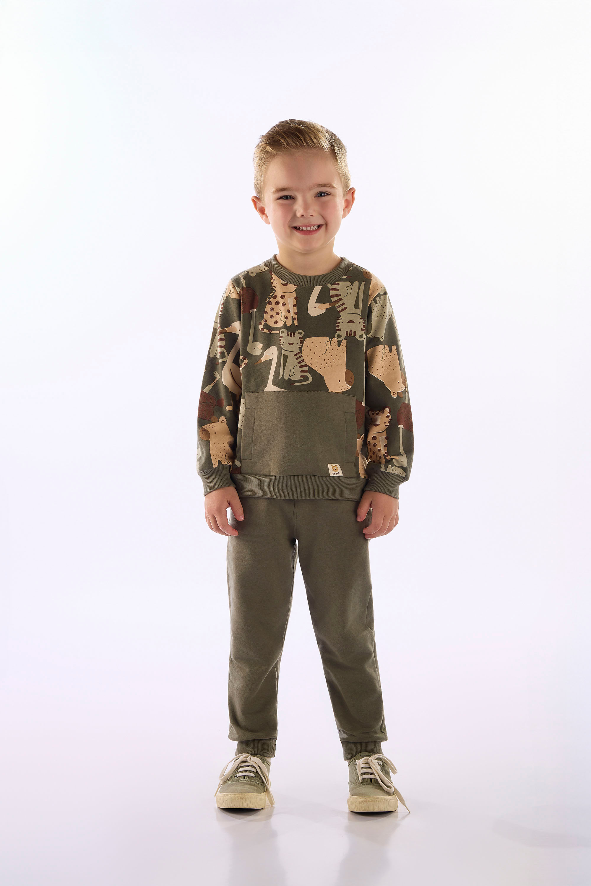 Conjunto Infantil Para Menino Blusão Felpado E Calça Molecotton (Verde) Up Baby