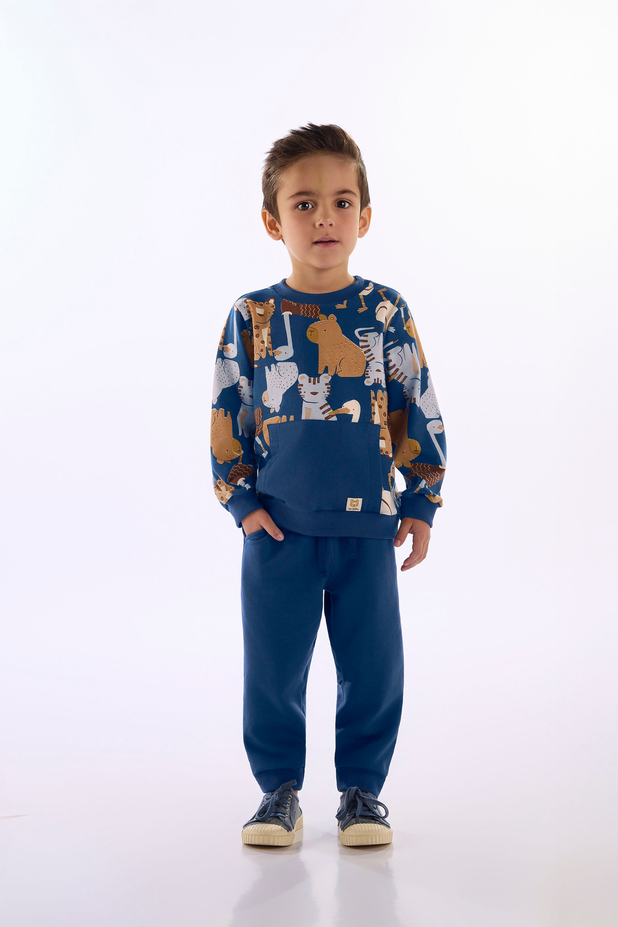 Conjunto Infantil Para Menino Blusão Felpado E Calça Molecotton (Azul) Up Baby