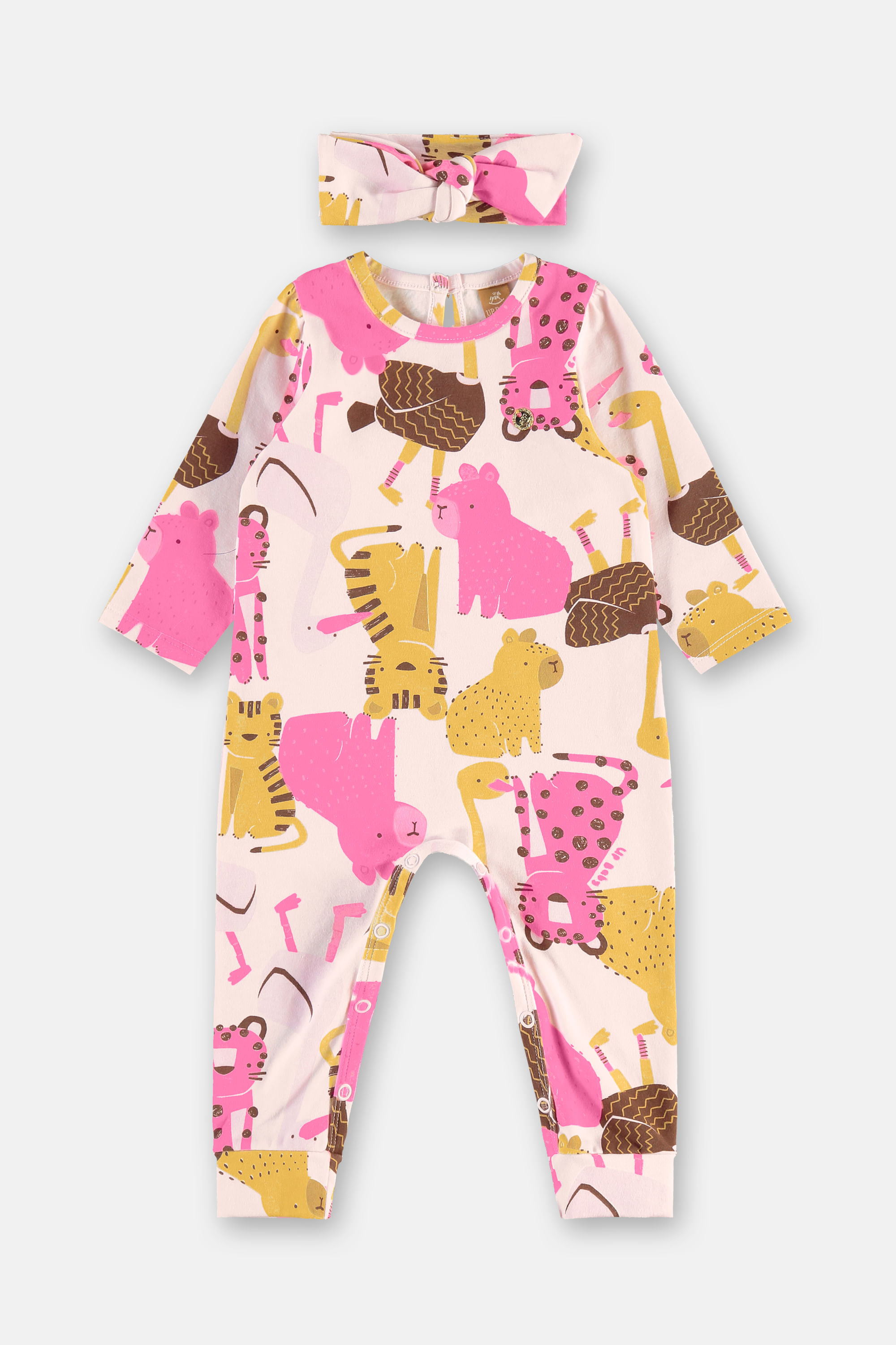 Macacão Para Bebê Menina Com Faixa De Cabelo (Rosa) Up Baby