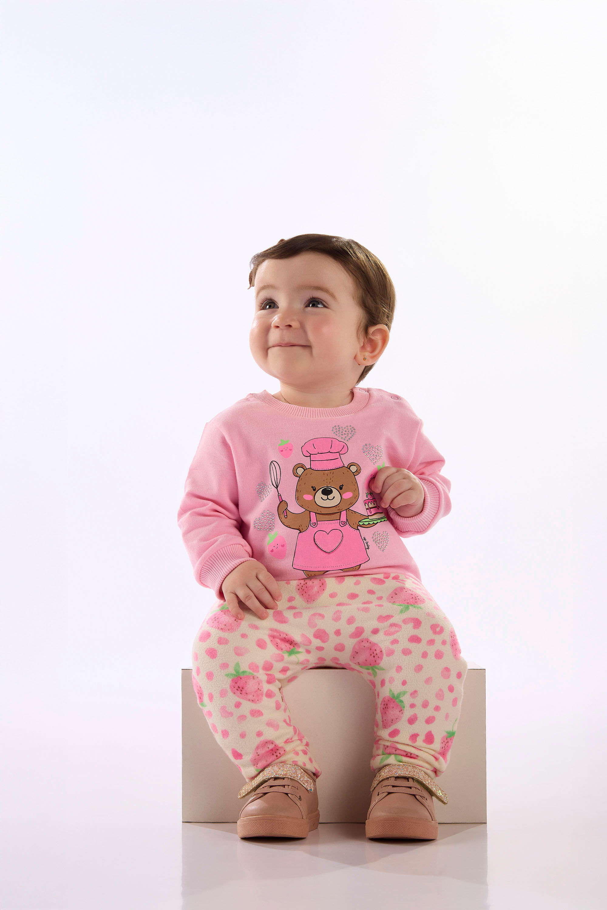 Conjunto Infantil Com Blusão Em Molecotton E Calça Peluciada (Rosa) Up Baby