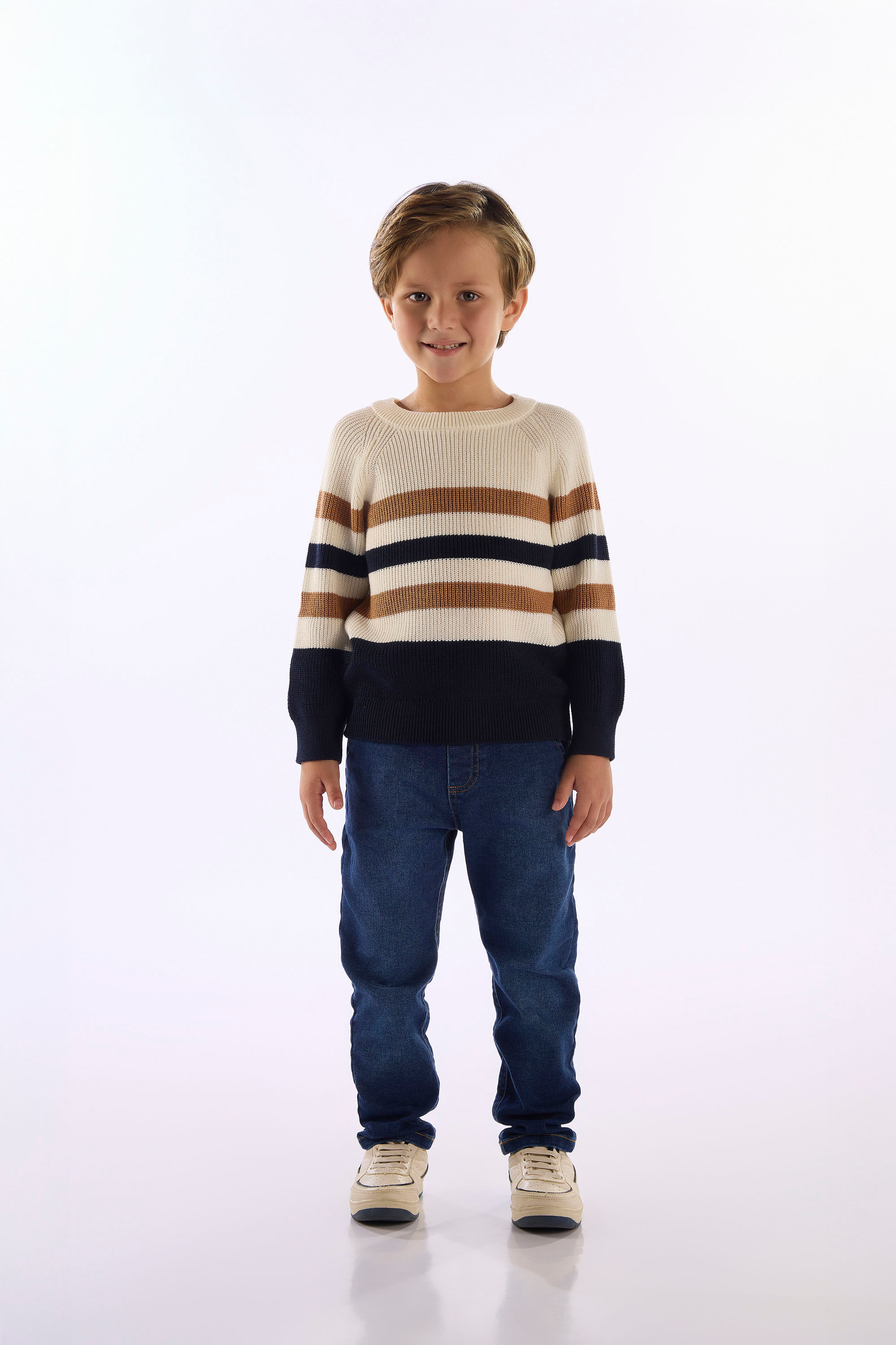 Blusão Infantil Masculino Em Tricot Listrado (Azul) Up Baby