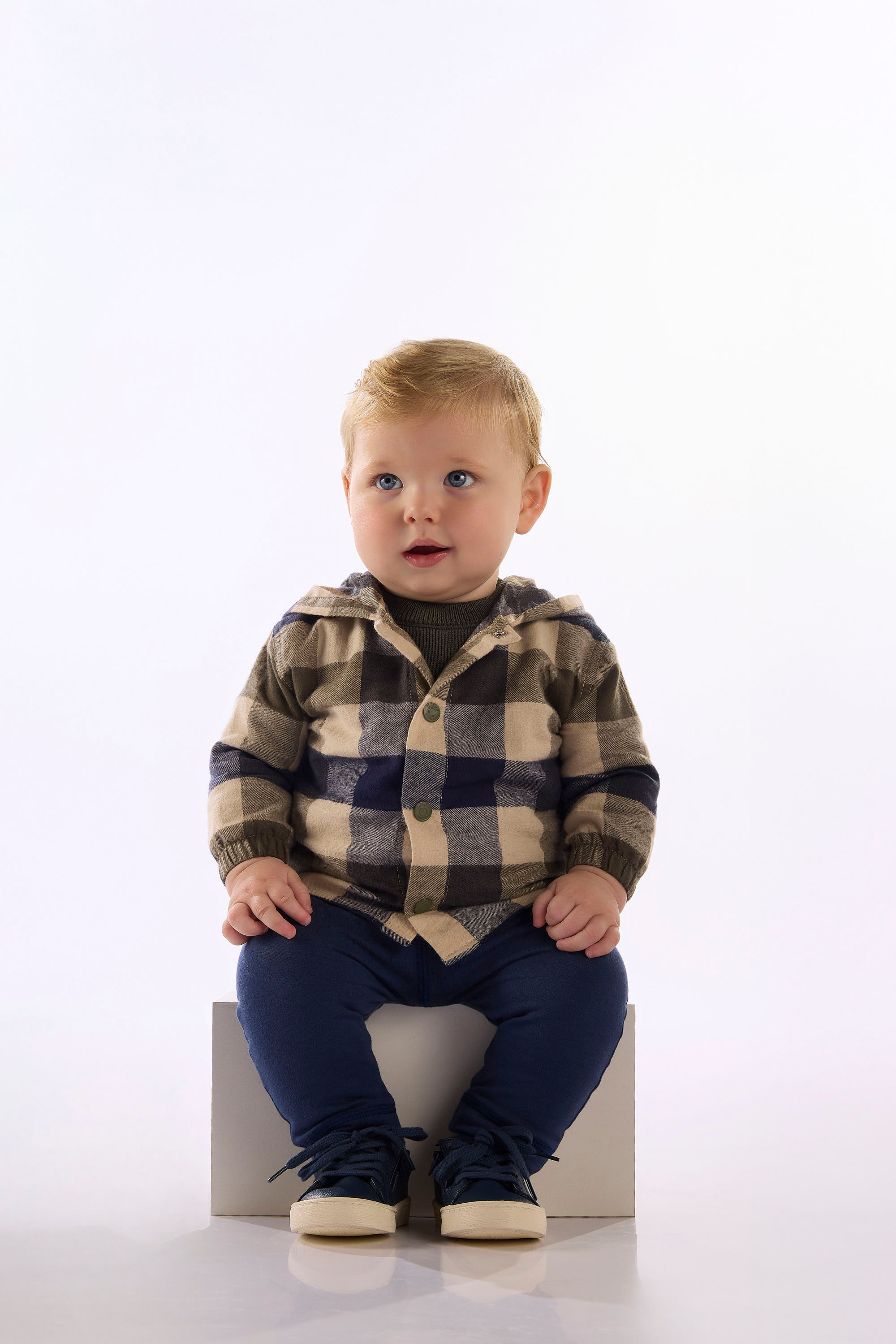 Conjunto Para Bebê Menino Jaqueta Xadrez E Calça Molecotton (Verde) Up Baby