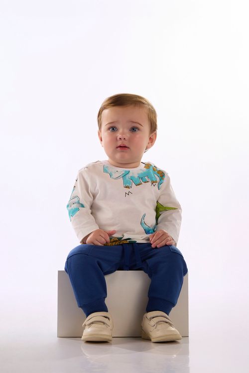 Conjunto Bebê Menino Camiseta Estampada E Calça Moletom (Azul) Up Baby